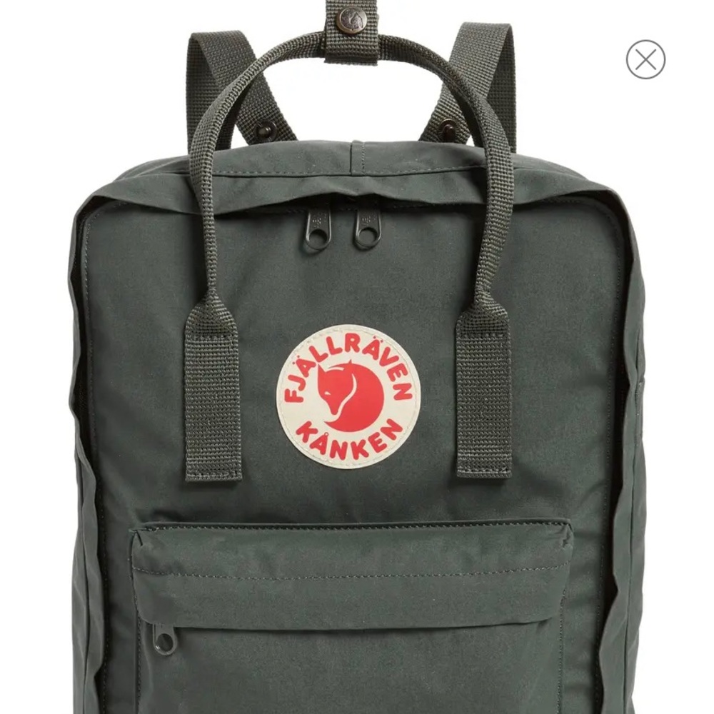 Fjallraven Kanken Backpack in Dark Green with Red Logo